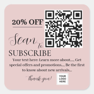 Abonnieren Sie QR-Code Rosa Rosa Quadratischer Aufkleber