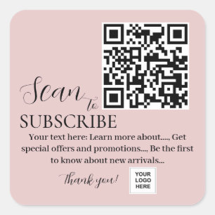 Abonnieren Sie QR-Code Rosa Rosa Quadratischer Aufkleber