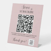 Abonnieren Sie QR-Code Rosa Rosa Sockelschild (Vorderseite)