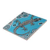 Aboriginal Art, Gecko, Punktmalerei, Dot-Painting Fliese (Seite)