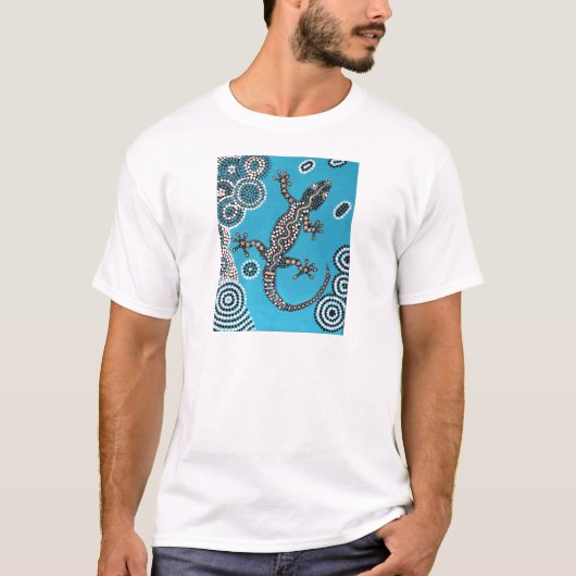 Aboriginal Art, Gecko, Punktmalerei, Dot-Painting T-Shirt (Vorderseite)