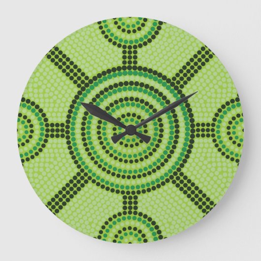 Aboriginal dot painting große wanduhr (Vorderseite)