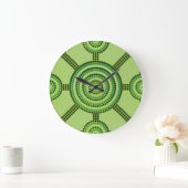 Aboriginal dot painting große wanduhr (Zuhause)