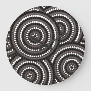 Aboriginal dot painting große wanduhr