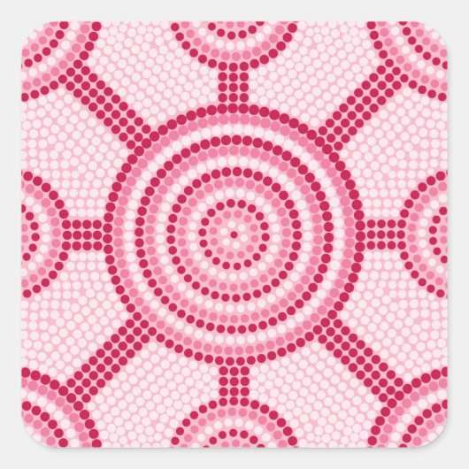 Aboriginal dot painting quadratischer aufkleber (Vorderseite)