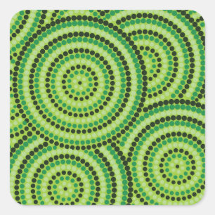 Aboriginal dot painting quadratischer aufkleber