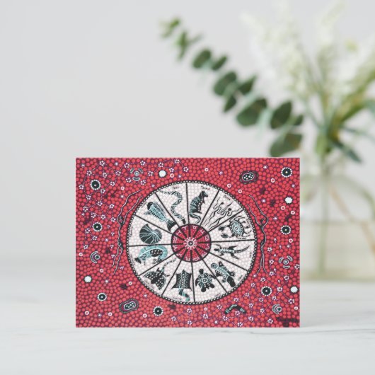 Aboriginal Horoscope Red Postkarte (Stehend Vorderseite)