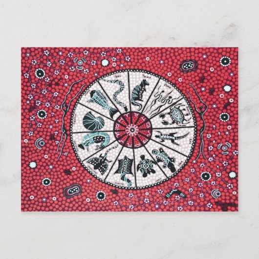 Aboriginal Horoscope Red Postkarte (Vorderseite)