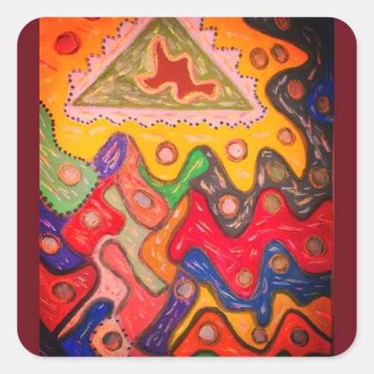 ABORIGINALAFRIKANISCHE KUNSTIMPRESSIONISTISCHE DES QUADRATISCHER AUFKLEBER (Vorderseite)