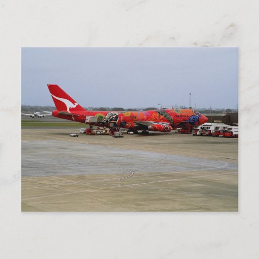 Aborigine Art, Quantas 747, Kingsford Smith Airpo Postkarte (Vorderseite)