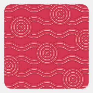 Aborigine Art Waratah Quadratischer Aufkleber