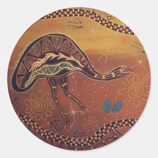 Aborigine Art Wild Emu Sticker (Vorderseite)