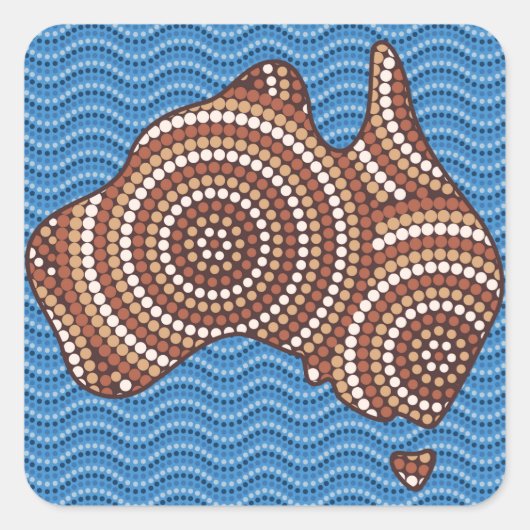Aborigine-Australien Punktmalerei Quadratischer Aufkleber (Vorderseite)