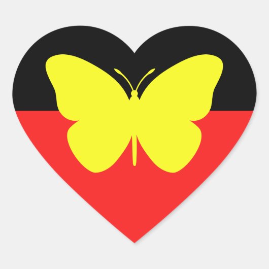 Aborigine-Butterfly-Fahne Herz-Aufkleber (Vorderseite)