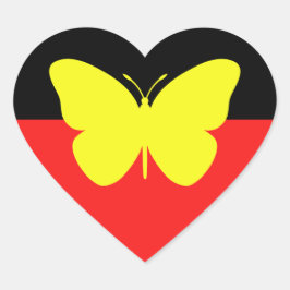 Aborigine-Butterfly-Fahne Herz-Aufkleber