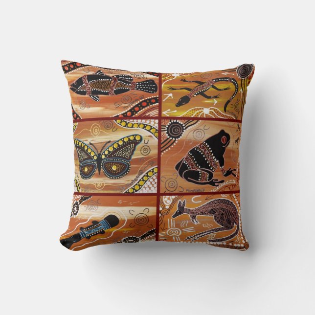 Aborigine-Collage Cushion/Kissen Kissen (Vorderseite)