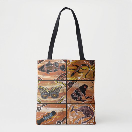 Aborigine Collage Tote Bag Tasche (Vorderseite)