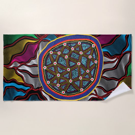Aborigine Design-15 Beach Handtuch (Vorderseite)