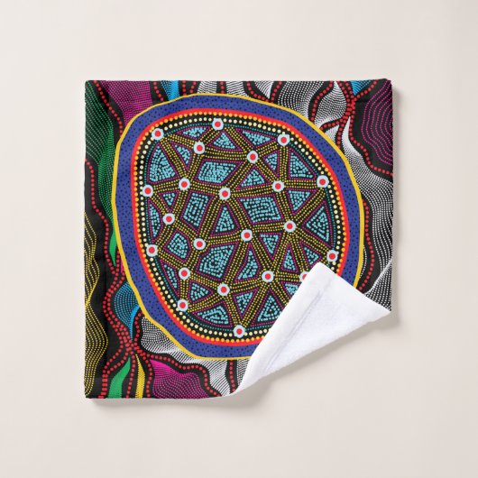 Aborigine-Design-15 Handtuch Badhandtuch Set (Waschlappen)