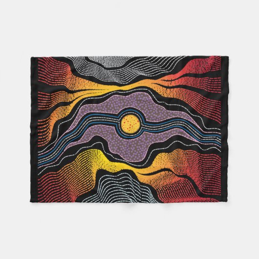 Aborigine Design Fleece Blanket (Vorderseite (Horizontal))