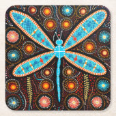 Aborigine-Dot Art Dragonfly-Untersetzer Rechteckiger Pappuntersetzer (Vorderseite)