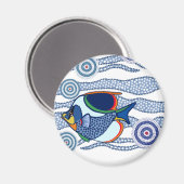 Aborigine Dot Art Fish-01 Magnet (Vorderseite/Rückseite)