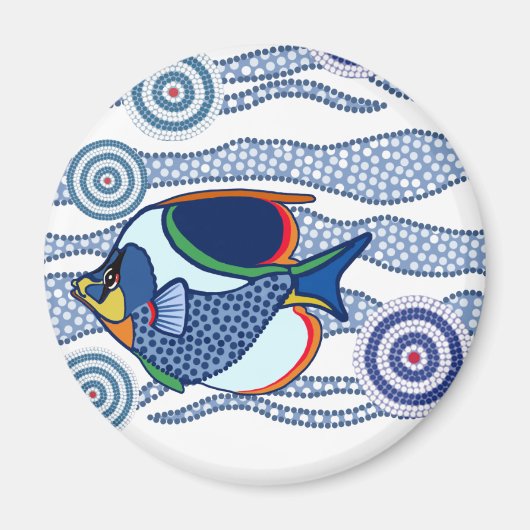 Aborigine Dot Art Fish-01 Magnet (Vorne)