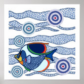 Aborigine Dot Art Fish-01 Poster (Vorne)
