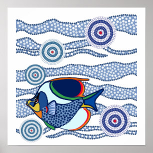 Aborigine Dot Art Fish-01 Poster
