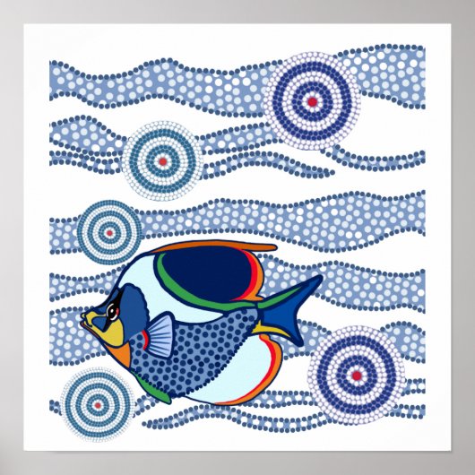 Aborigine Dot Art Fish-01 Poster (Vorne)