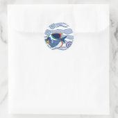 Aborigine Dot Art Fish-01 Runder Aufkleber (Tasche)