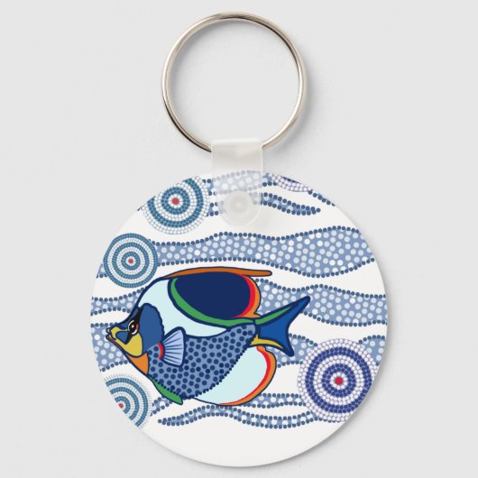 Aborigine Dot Art Fish-01 Schlüsselanhänger (Vorderseite)