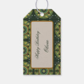 Aborigine dot style Green Gift Tag Geschenkanhänger (Vorderseite)