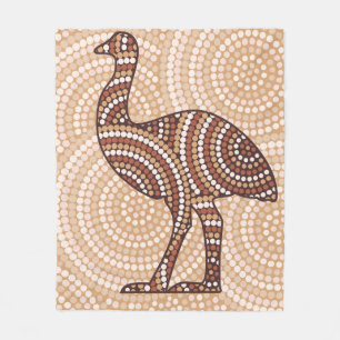 Aborigine-Emu-Punktmalerei Fleecedecke