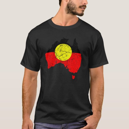 Aborigine-Fahne Australien Land Grunge immer war W T-Shirt (Vorderseite)