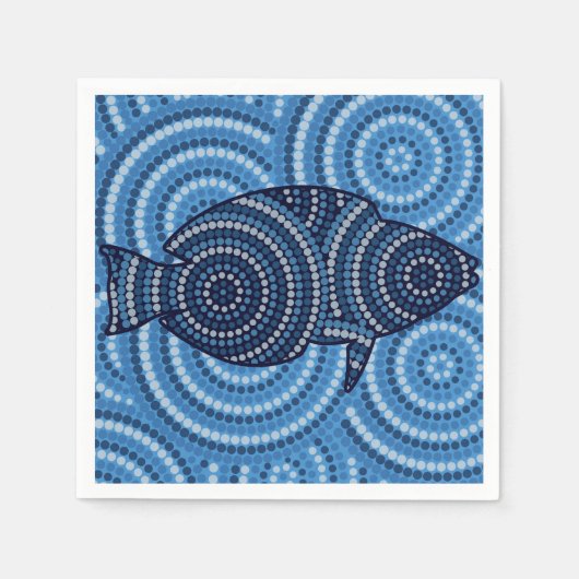 Aborigine-Fische Punktion Serviette (Vorderseite)