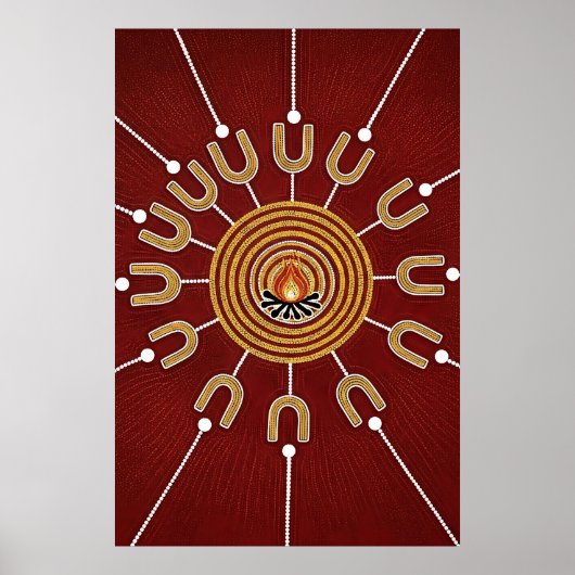 Aborigine Harmonie - Feuerseitige Kunst Poster (Vorne)