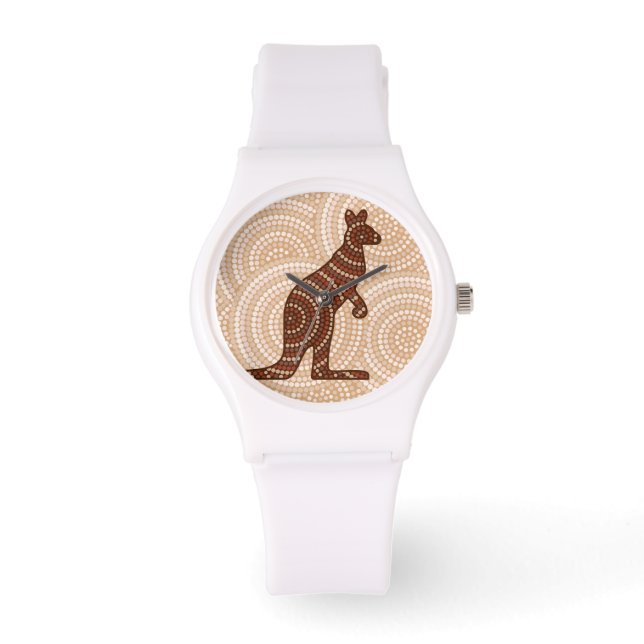 Aborigine-Kangaroo-Punktmalerei Armbanduhr (Vorderseite)