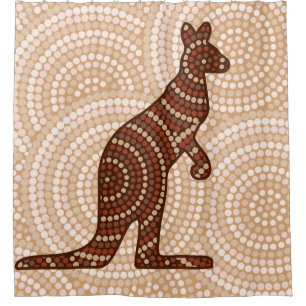Aborigine-Kangaroo-Punktmalerei Duschvorhang