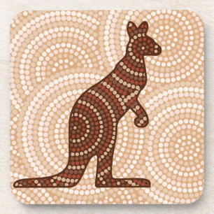 Aborigine-Kangaroo-Punktmalerei Getränkeuntersetzer