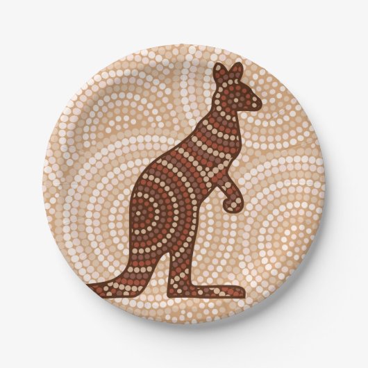 Aborigine-Kangaroo-Punktmalerei Pappteller (Vorderseite)