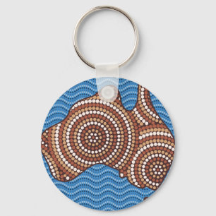 Aborigine-Kartenpunktmalerei Schlüsselanhänger