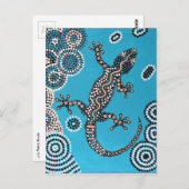 Aborigine-Kunst, Gecko, Punktmalerei, Punktmalerei Postkarte (Vorne/Hinten)