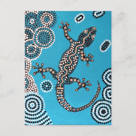 Aborigine-Kunst, Gecko, Punktmalerei, Punktmalerei Postkarte (Vorderseite)