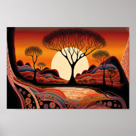 Aborigine-Kunst Inspiriert Landschaft Poster