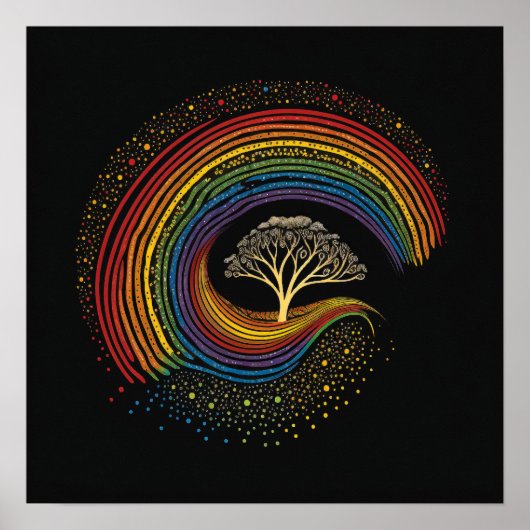Aborigine-Kunst Inspiriert Regenbogen, Punktmalere Poster (Vorne)