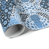 Aborigine-Kunst Packing Papier blauen Punkte. Geschenkpapier (Rolleneckpunkt)