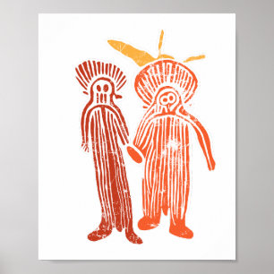 aborigine Kunst uraltes Idol Symbol Petroglyphe au Poster