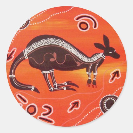 Aborigine-Kunst Wüste Kangaroo Sticker (Vorderseite)