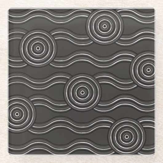 Aborigine-Kunststurm Glasuntersetzer (Vorderseite)